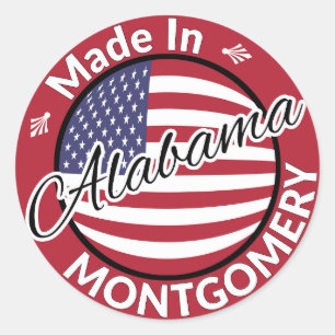 Adesivo Feito em Montgomery Alabama Stars and Stripes Flag