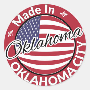 Adesivo Feito em Oklahoma City Oklahoma USA Flag