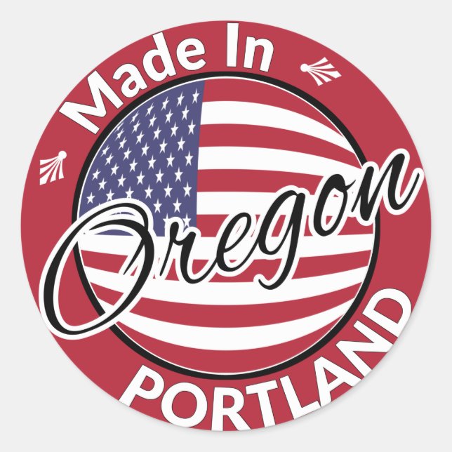 Adesivo Feito em Portland Oregon USA Flag (Frente)