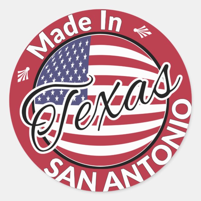 Adesivo Feito em San Antonio Texas Estados Unidos (Frente)