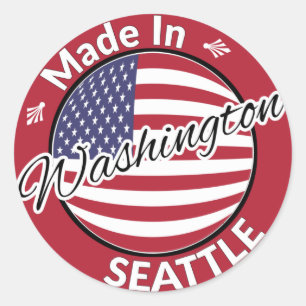 Adesivo Feito em Seattle Washington Flag