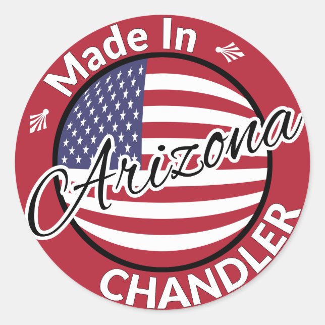 Adesivo Feito na Arizona Chandler, bandeira dos Estados Un (Frente)