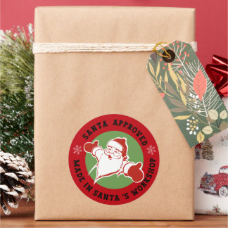 Adesivo Feito na Oficina do Papai Noel Presente Vermelho