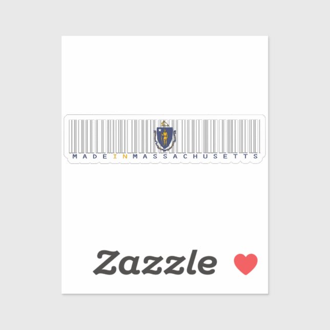 Adesivo Feito no Massachusetts Barcode Flag Sticker - Esta (Folha)
