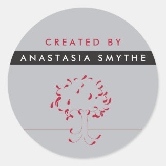 Adesivo Feito por {seu nome} Sticker em Cinza e Vermelho