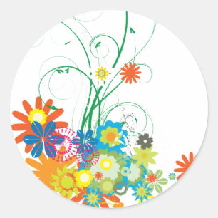 Adesivo feixes de flores do vetor de espiral