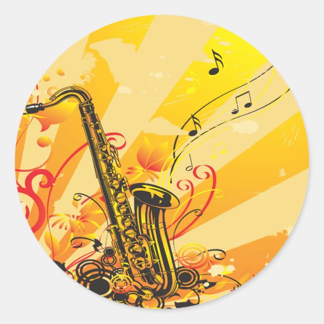 Adesivo Feixes De Música Jazzy Saxofone (Frente)