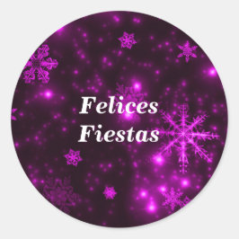 Adesivo Felices Fiestas Flocos de Neve Flocos de Neve Púrp