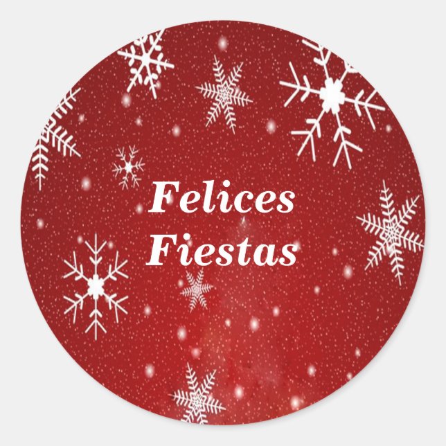 Adesivo Felices Fiestas Snowflakes com Sticks Vermelhos (Frente)