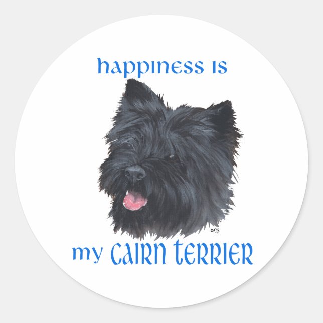 Adesivo Felicidade Cairn Terrier Preto (Frente)