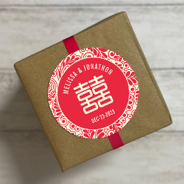 Adesivo Felicidade dupla personalizada do casamento chinês