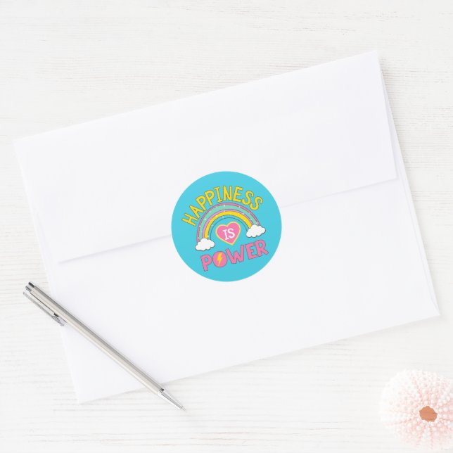 Adesivo Felicidade é Arco-Íris de Potência (Envelope)