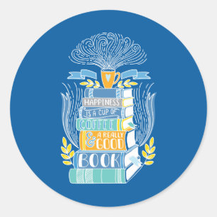 Adesivo Felicidade é Café e Livros