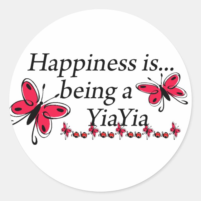 Adesivo Felicidade É Ser Uma YiaYia BORBOLETA (Frente)