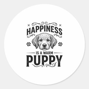 Adesivo Felicidade É Um Cachorrinho Quente Camisa Vintage 