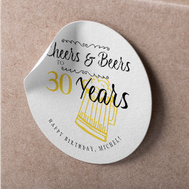 Adesivo Felicidades e cervejas aos 30 anos de anos de tipo