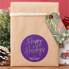Adesivo Felicidades em Grafite Dourado Feliz Natal Roxo