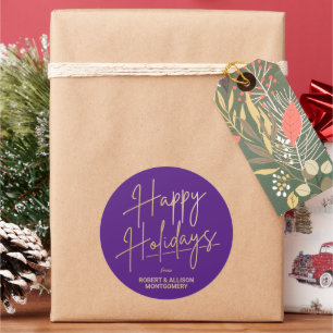 Adesivo Felicidades em Grafite Dourado Feliz Natal Roxo