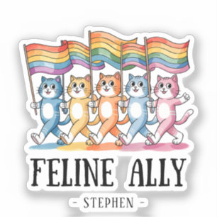 Adesivo Feline Ally - Rainbow Cat LGBTQ Pride