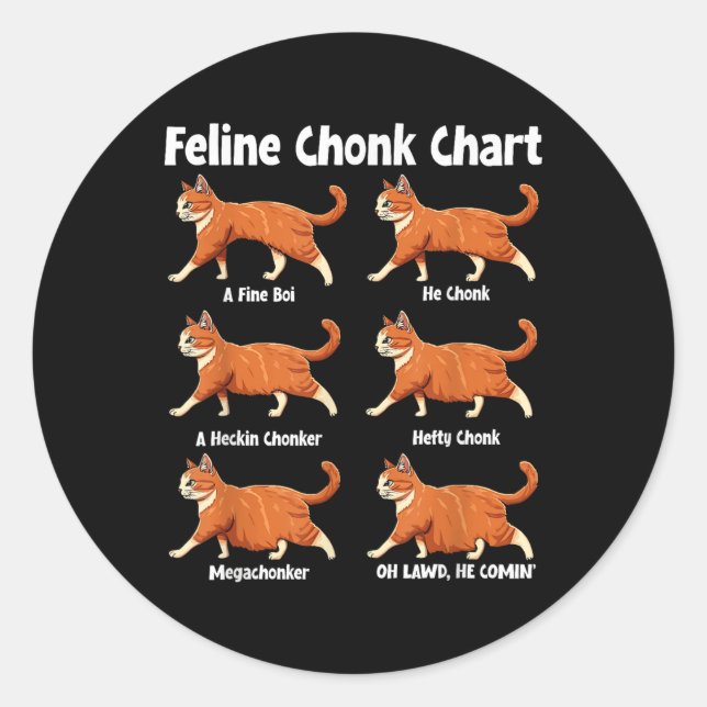 Adesivo Feline Chonge Chart Gato De Gordura Engraçado (Frente)