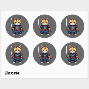 Adesivo Feline Samurai Warrior