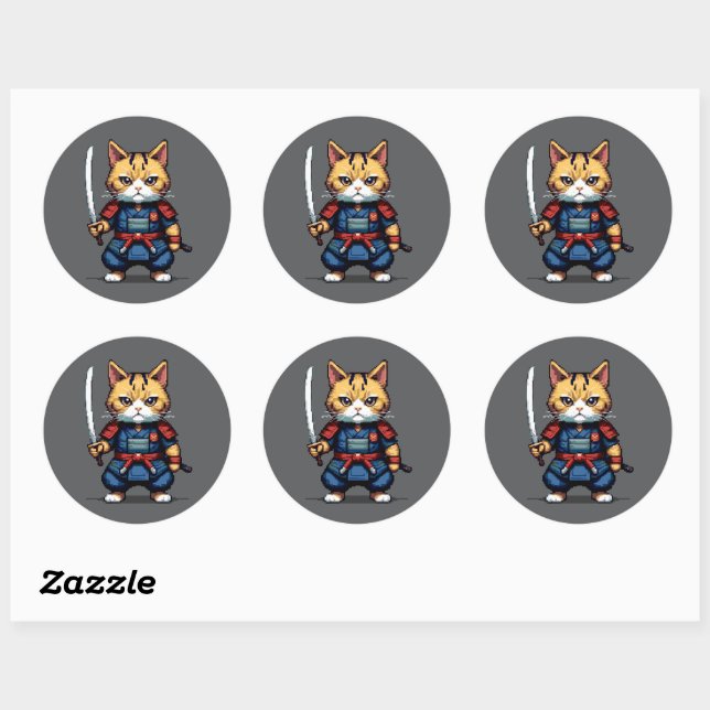 Adesivo Feline Samurai Warrior (Folha)