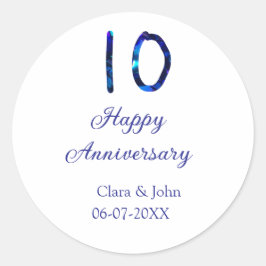 Adesivo Feliz 10º aniversário brilho azul adicionar nome d