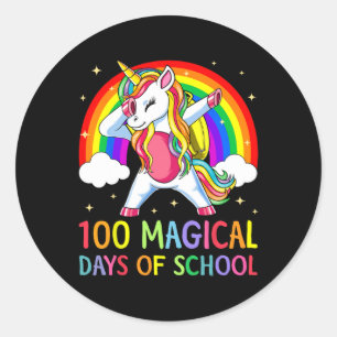 Adesivo Feliz 100º Dia da Escola Unicórnio 100 Dias Mágico