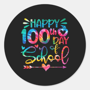 Adesivo Feliz 100º Dia De Colégio Tie Dye Rainbow 100 Dias