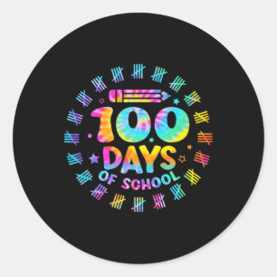 Adesivo Feliz 100º Dia de Coluna, Tie Dye 100 Dias Mais In