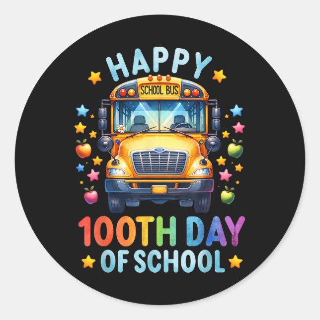 Adesivo Feliz 100º Dia De Condutor De Ônibus Escolar 100 D (Frente)