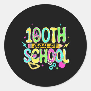 Adesivo Feliz 100º Dia De Lápis Escolares 100 Dias De Chá