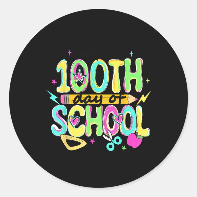 Adesivo Feliz 100º Dia De Lápis Escolares 100 Dias De Chá (Frente)