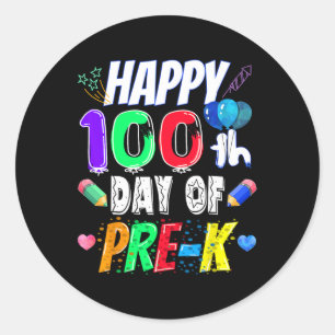 Adesivo Feliz 100º Dia De Presente Escolar 100 Dias De Pré