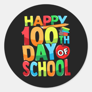 Adesivo Feliz 100º Dia de Professores Crianças Felizes