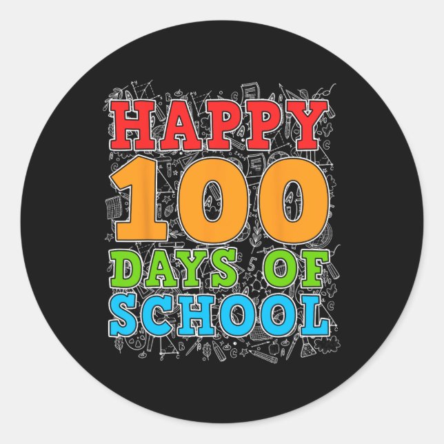 Adesivo Feliz 100º Dia De Professores Estudantes 100 (Frente)