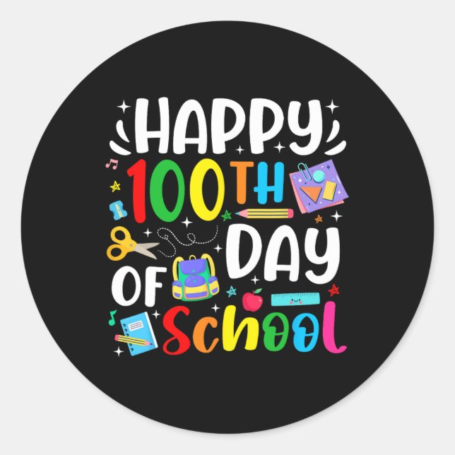Adesivo Feliz 100º Dia De Professores Estudantes De 100 Di (Frente)