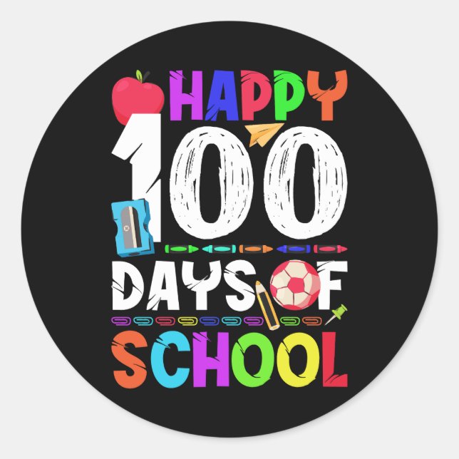 Adesivo Feliz 100 Dias De Escola - 100º Dia de Escola (Frente)