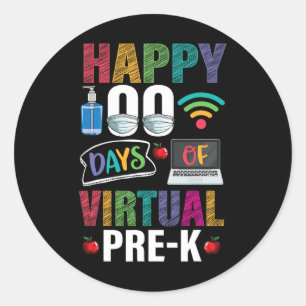 Adesivo Feliz 100 Dias De Estudo De Professores Pré-k Virt