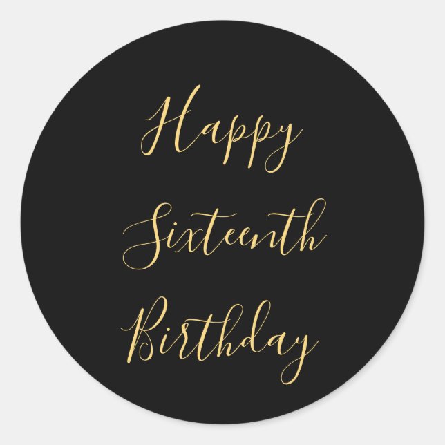 Adesivo Feliz 16.º aniversário Ouro Amarelo da Era Persona (Frente)