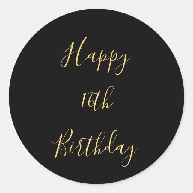 Adesivo Feliz 16.º aniversário Ouro Amarelo - Idade Person (Frente)