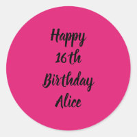 Feliz 16.º aniversário, Pink Black Name Girly
