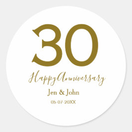 Adesivo Feliz 30º aniversário nome data letras douradas em