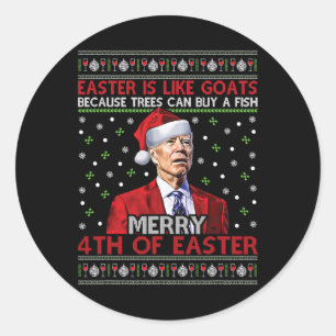 Adesivo Feliz 4 Da Páscoa Engraçado Joe Biden Ugly Xmas Gi