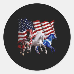 Adesivo Feliz 4 De Julho, Bandeira Americana Cavalo Branco