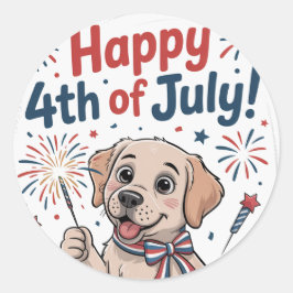 Adesivo "Feliz 4 de julho" Cão Adorável