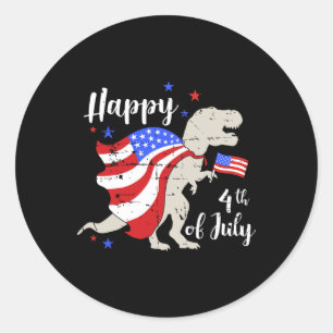 Adesivo Feliz 4 de Julho Dia da Independência Com T-rex Di