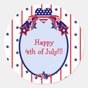 Adesivo Feliz 4 de julho, Estrelas e Greve Patrióticas