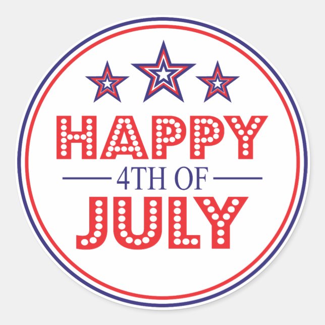 Adesivo Feliz 4 De Julho, Favor Dos Stickers (Frente)