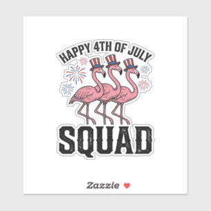 Adesivo Feliz 4 de Julho Flamingo Squad Vector Design_1